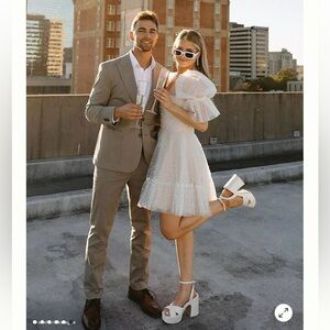 By Watters Macaron Square Neck Tulle Embellished Mini Dress